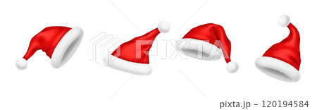 Christmas hats in various perspectives vector illustrations 120194584