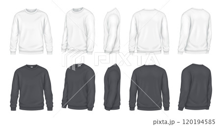 Black and white sweatshirts realistic vector illustration 120194585