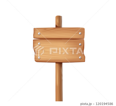 Wooden planks attached to post realistic vector illustration 120194586