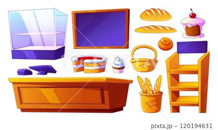 Bakery interior furniture and products. 120194631