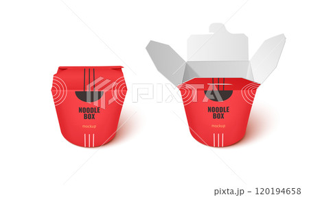 Red chinese take away food package. Noodle box 120194658