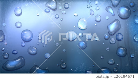 Rain water drop on glass surface. 120194671