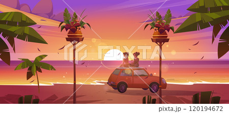 Summer sea beach sunset landscape 120194672