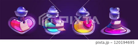 Magic potion bottles set isolated on background 120194695
