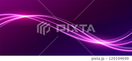 Pink neon wave line with light glow effect 120194699