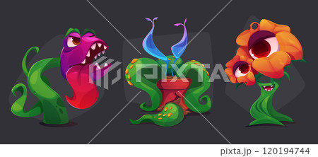 Scary monster plants with head flowers. 120194744