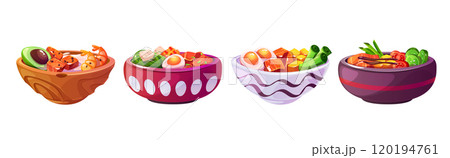 Poke bowls set isolated on white background Poke bowls set isolated on white background 120194761
