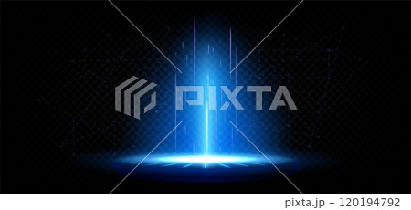 Blue tech magic game portal with light effect. 120194792