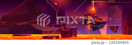 Hell landscape with lava for fantasy game vector 120194803