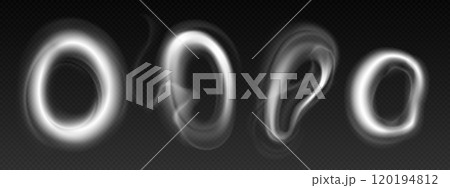 Smoke cloud ring on dark transparent background. Smoke cloud ring on dark transparent background. 120194812