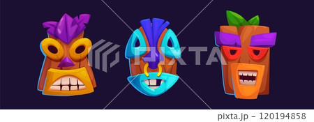 Hawaiian totem tiki mask. 120194858