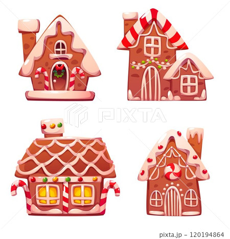 Gingerbread cookie house. Ginger bread and candy 120194864