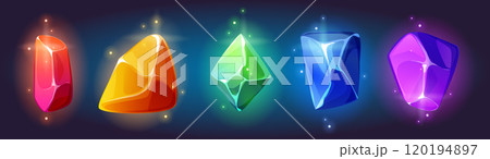 Gem stone crystals with magic neon glow effect. Gem stone crystals with magic neon glow effect. 120194897