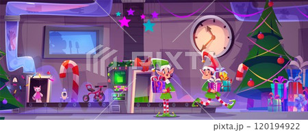 Santa Claus Christmas factory room interior 120194922