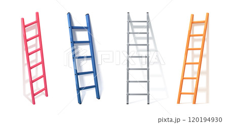 3d vector ladder leaning on white wall 3d vector ladder leaning on white wall 120194930