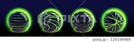 Protect sphere with green neon glow pattern. Protect sphere with green neon glow pattern. 120194969
