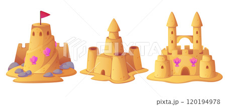 Beach sandcastle toy in summer to play cartoon 120194978
