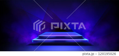 Product podium with blue neon light 120195026
