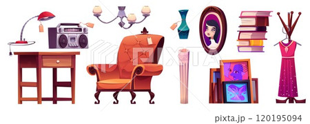 Antique store or garage sale market goods 120195094