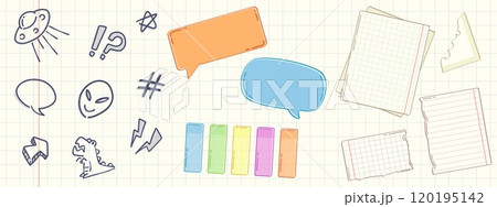 School memo notes and doodle drawings 120195142