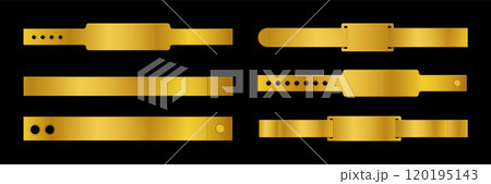 Golden entrance bracelet ticket mockup. 120195143