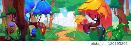 Magic forest scenery with fantasy plants 120195205