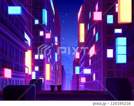 Modern night city rooftop view Modern night city rooftop view 120195216