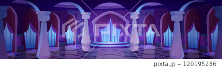 Medieval royal castle ballroom interior at night 120195286