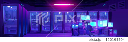 Modern data center with admin workplace 120195304