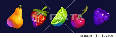 Fruits cartoon vector set for mobile game ui 120195306