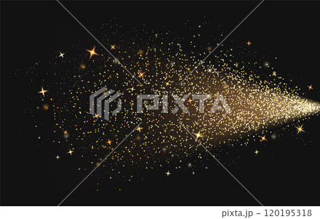 Star trail or spray splash with golden sparkles 120195318