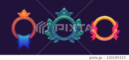 Gold circle avatar badge icon for ui game design 120195323