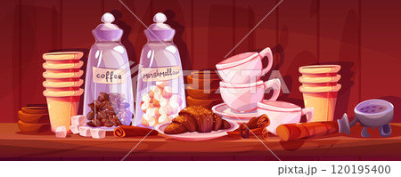 Barista coffee shelf with cup for breakfast vector 120195400