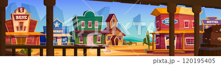 Wild west town street with buildings Wild west town street with buildings 120195405