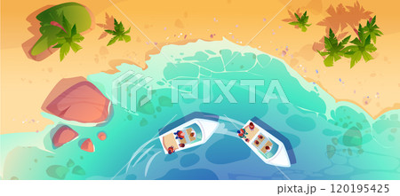 Sea water and beach shore top view background 120195425