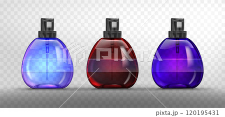 Perfume bottles set on transparent background 120195431