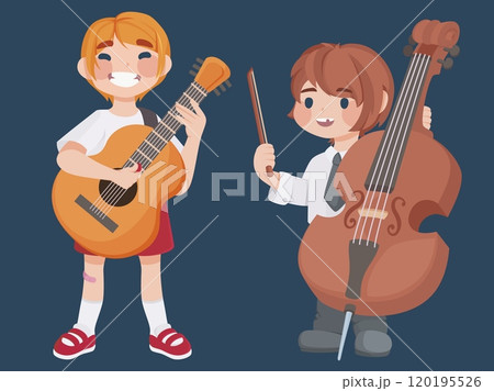Kids playing musical instruments set 120195526