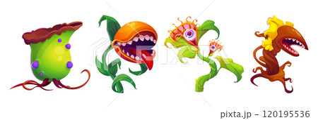 Monster plants set isolated on white background Monster plants set isolated on white background 120195536