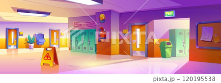 School corridor interior with furniture School corridor interior with furniture 120195538