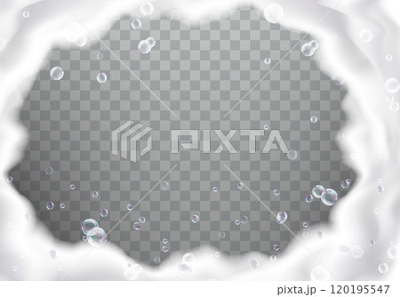 Bath soap or shower gel foam frame with bubbles 120195547