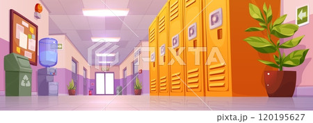 School corridor interior with locker in building 120195627