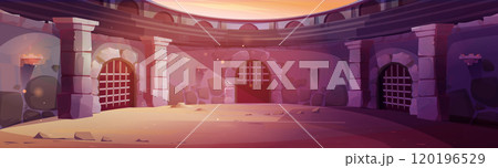 Ancient gladiator arena. Roman coliseum cartoon 120196529