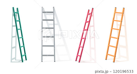 3d vector ladder leaning on white wall 120196533
