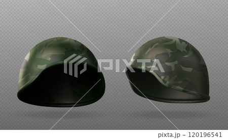 Realistic military green and camouflage helmet 120196541