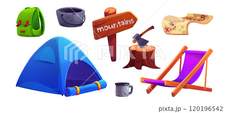 Summer camp elements set on white background 120196542