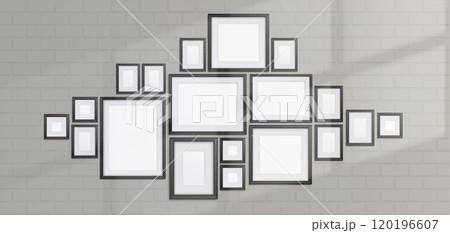 White brick wall with photo frame composition White brick wall with photo frame composition 120196607