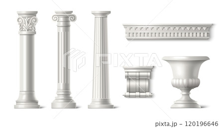 Ancient roman column, stone pillar and vase. Ancient roman column, stone pillar and vase. 120196646