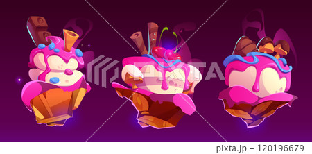 Chocolate candy land island for sweet game world Chocolate candy land island for sweet game world 120196679