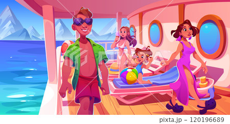 Tourists having rest on cruise ship 120196689