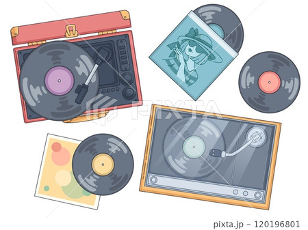 Vinyl record player with old disc plate Vinyl record player with old disc plate 120196801